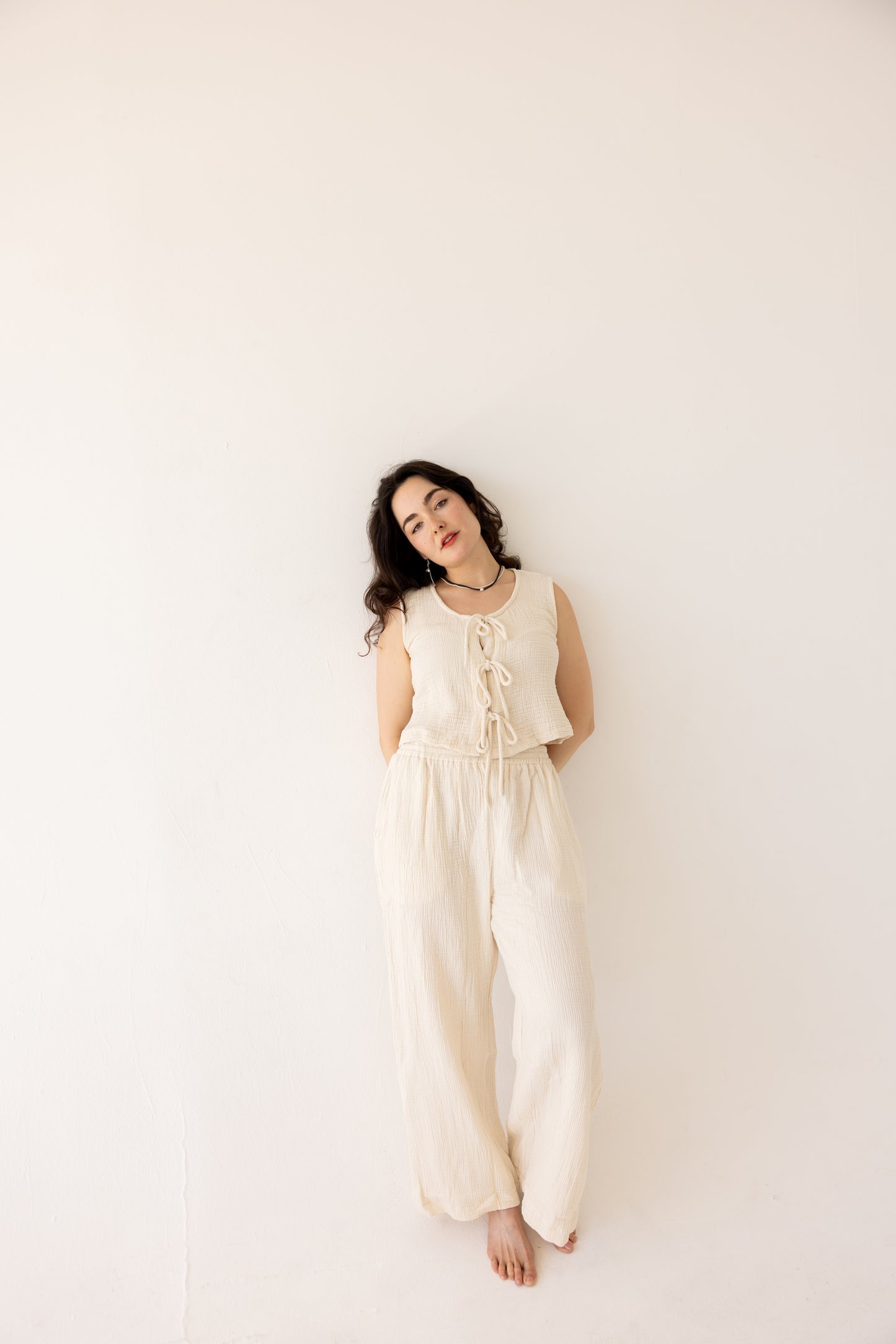 Tie Front Gauze Tank