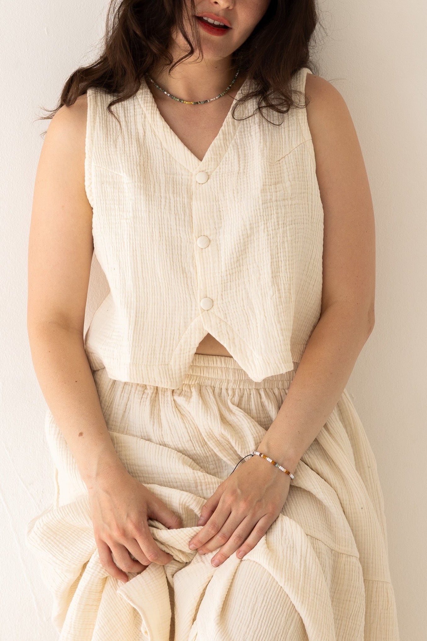 The Minimal Cropped Vest Top - Gauze