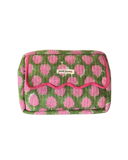 Scalloped Block Print Toiletry Bag