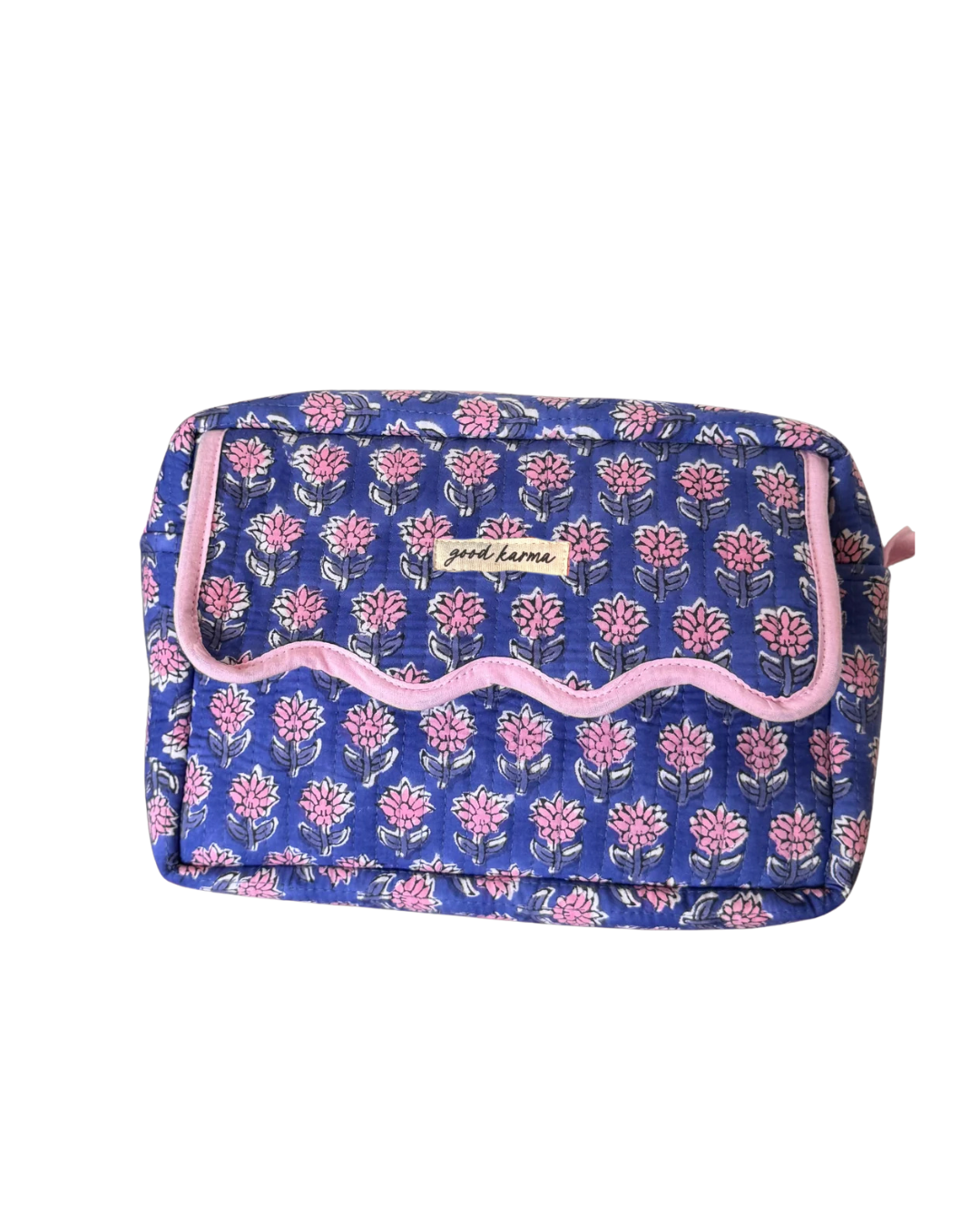 Scalloped Block Print Toiletry Bag