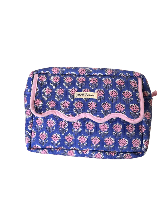 Scalloped Block Print Toiletry Bag