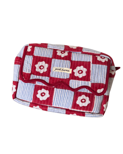 Scalloped Block Print Toiletry Bag