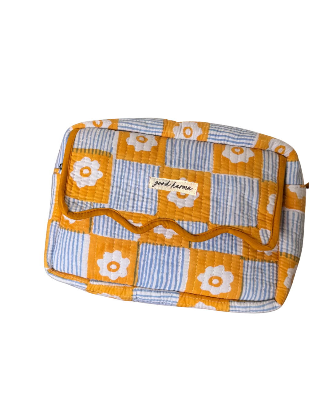 Scalloped Block Print Toiletry Bag