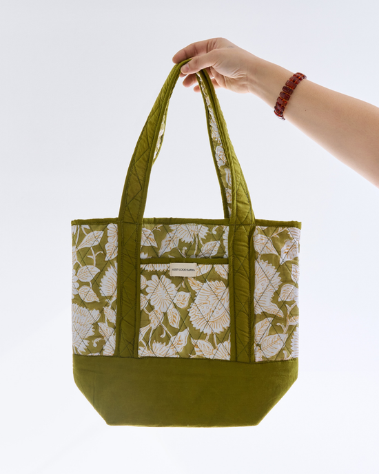 Mini Quilted Tote 13x11" Leaves