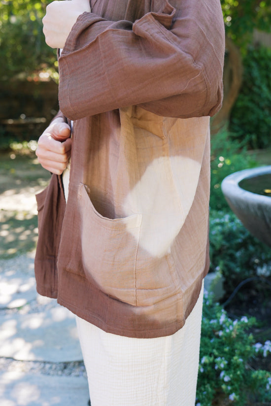 Tie Dye Gauze Kimono Brown