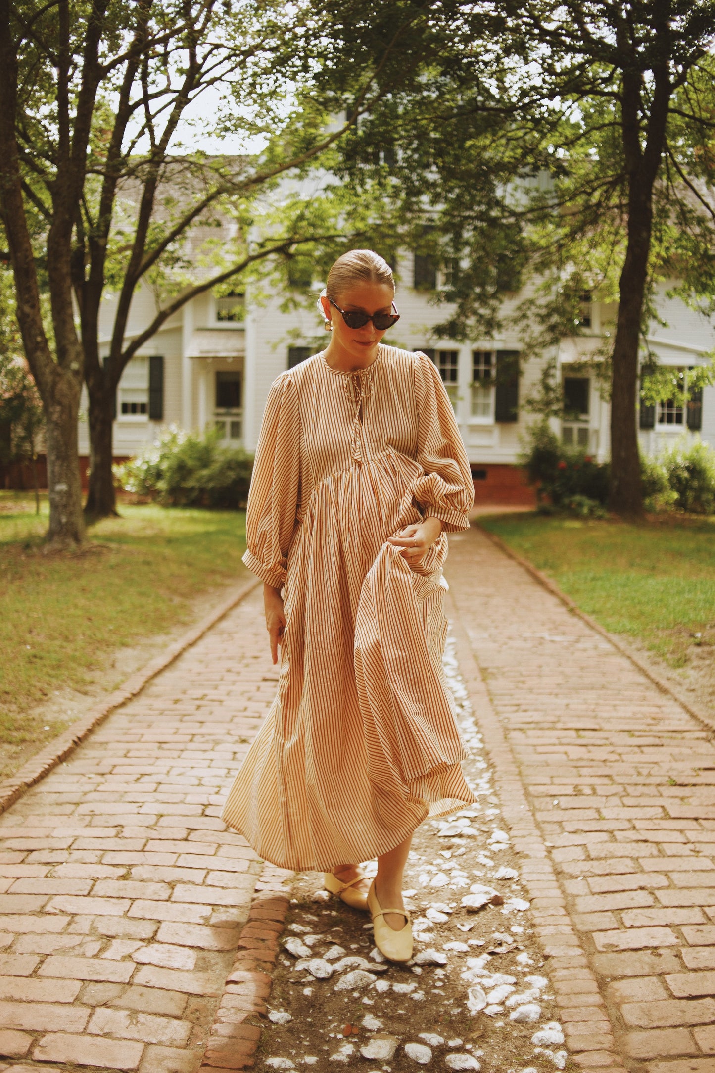 Sweetheart Block-Printed Cotton Midi Dress