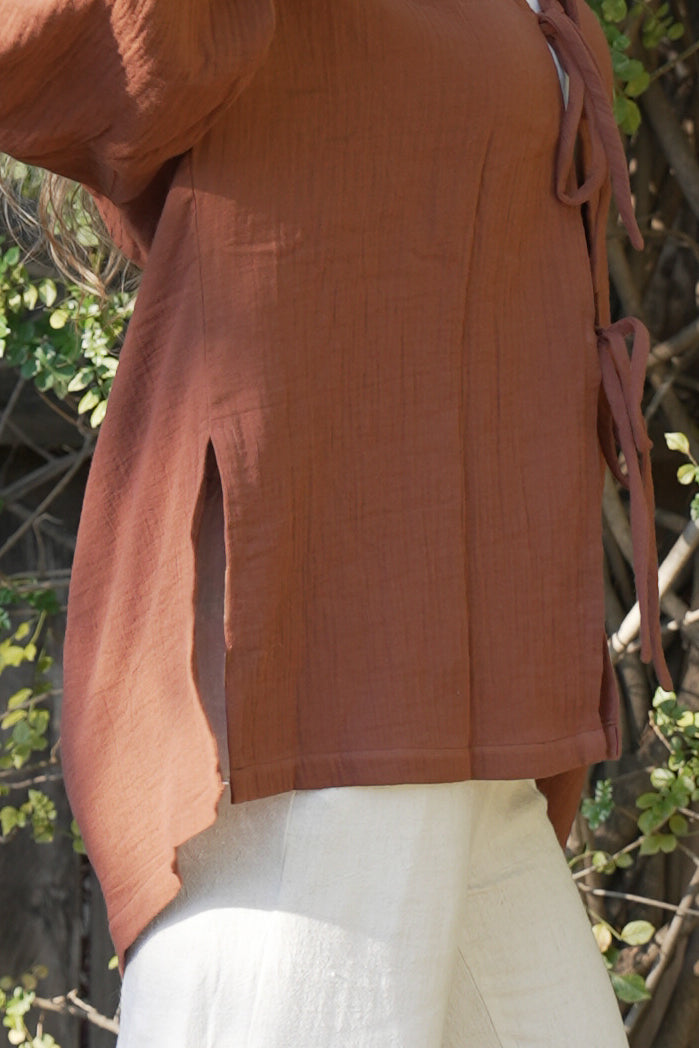 Oversized Tie Front Gauze Kimono