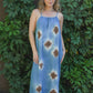 Ruched Neck Cotton Gauze Dress