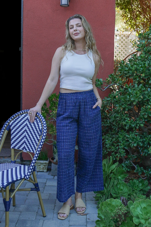 Indigo Stonewashed Gingham Lounge Pants