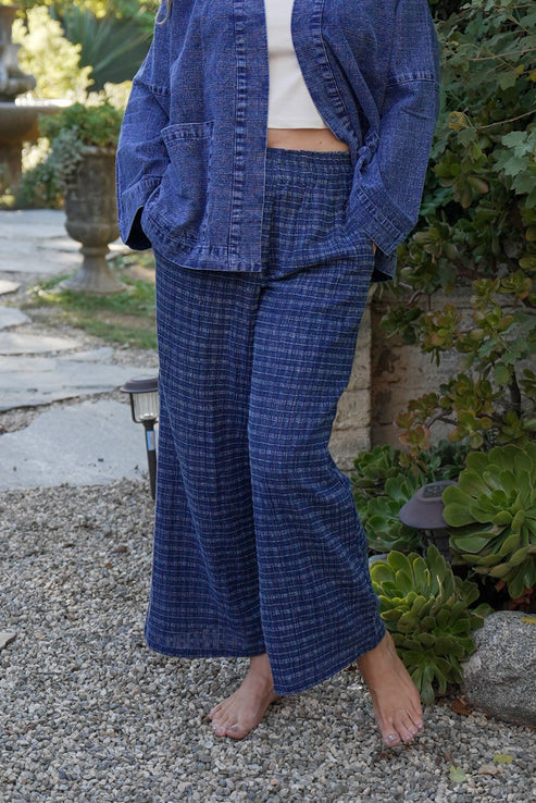 Indigo Stonewashed Gingham Lounge Pants
