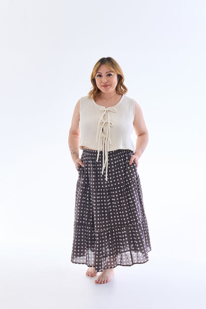 Free Spirit Maxi Skirt Black Daisies