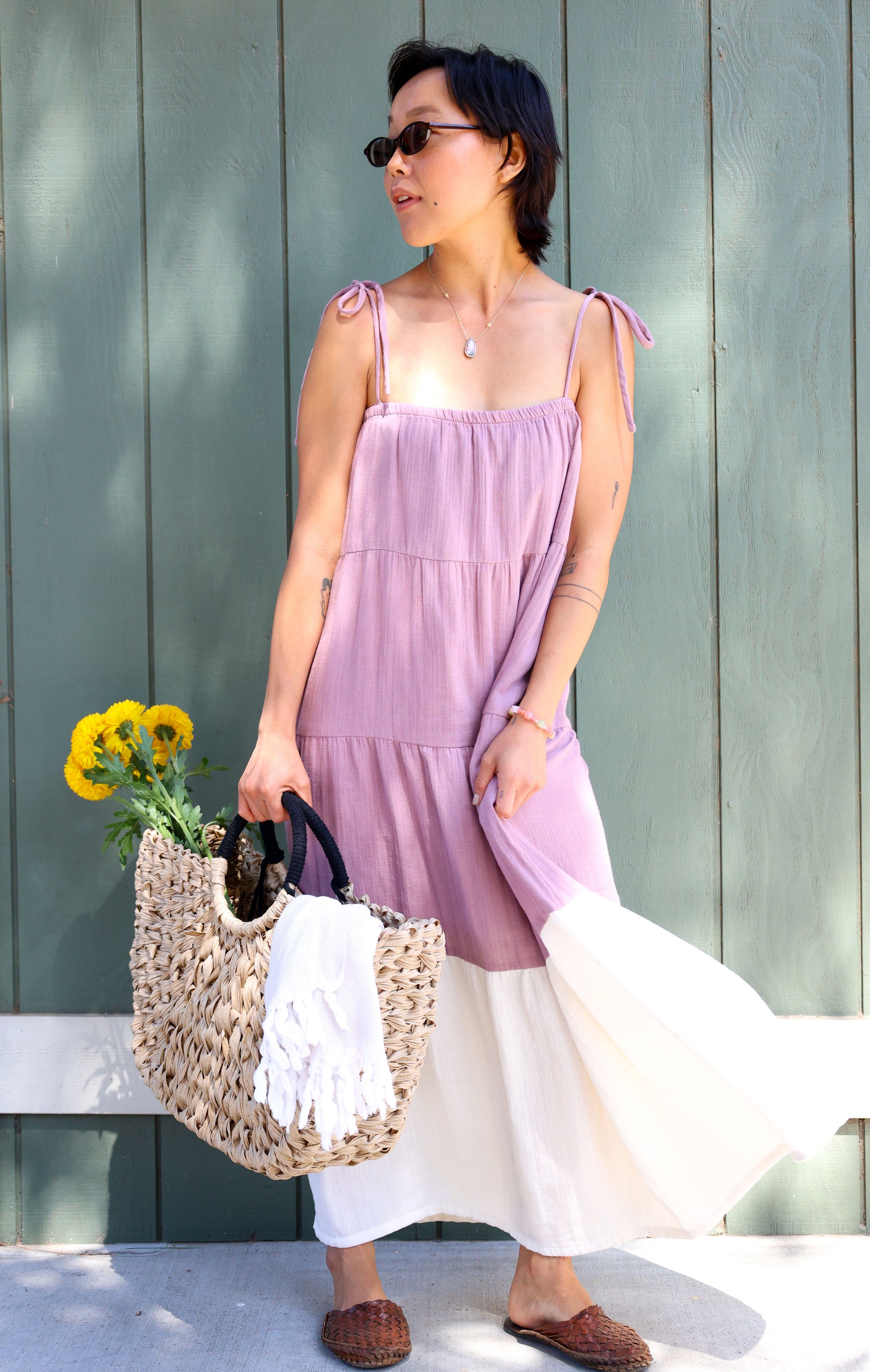 The Pamela Cotton Gauze Tiered Dress