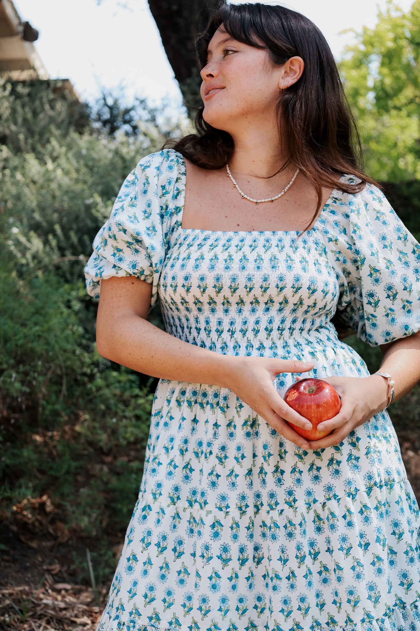 The Fawn puff-sleeve shirred dress — view 4
