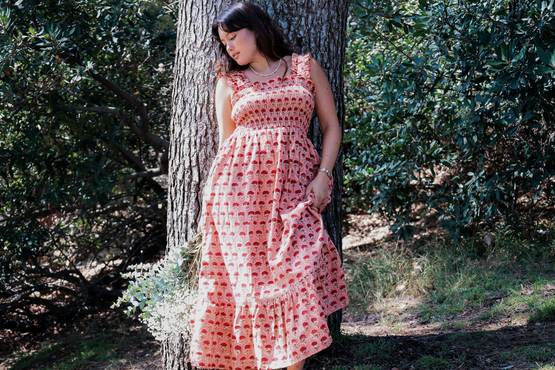 The Tia Ruffle-Strap Tiered Cotton Dress