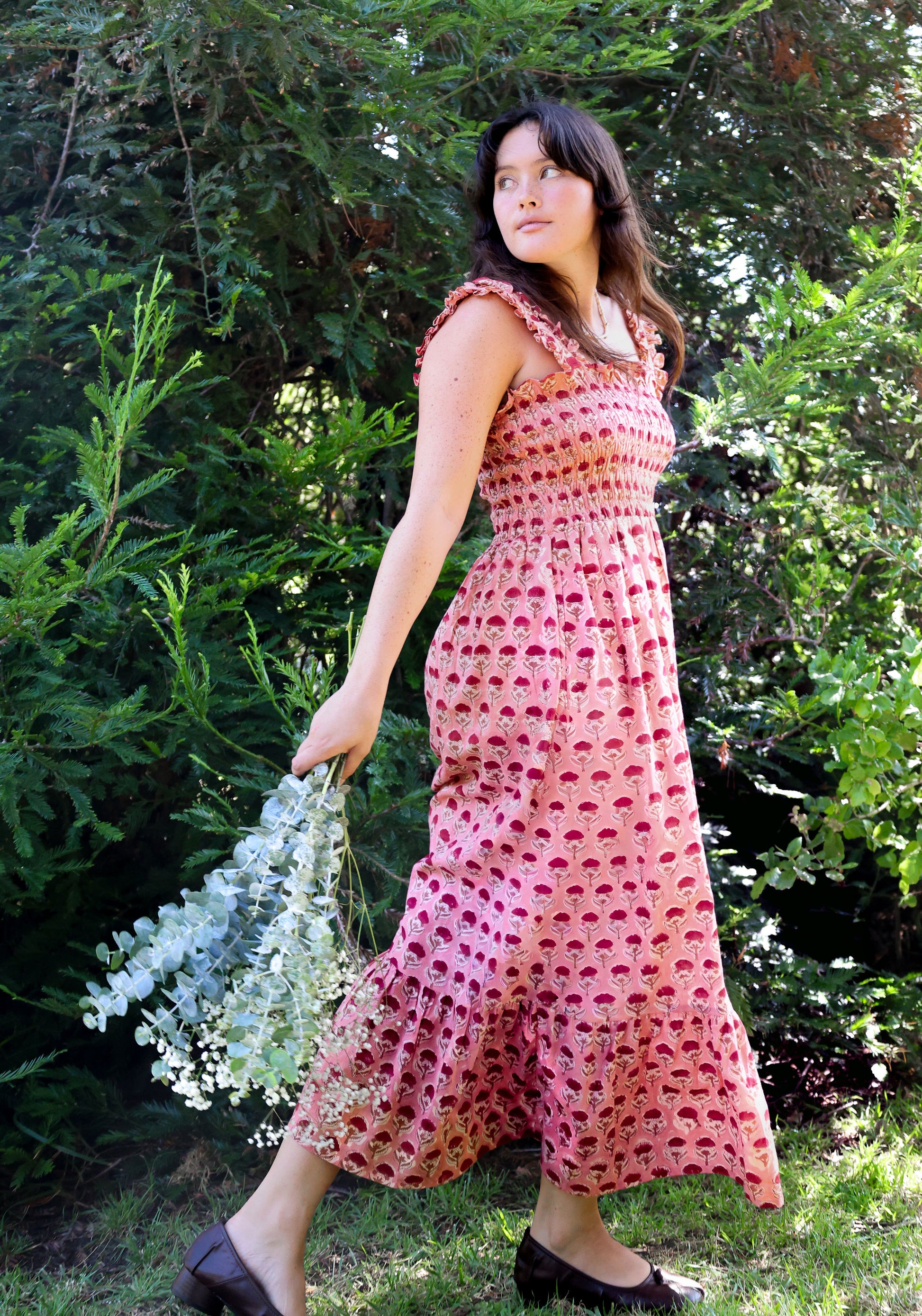 The Tia Ruffle-Strap Tiered Cotton Dress
