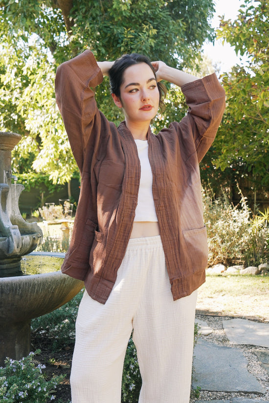 Tie Dye Gauze Kimono Brown