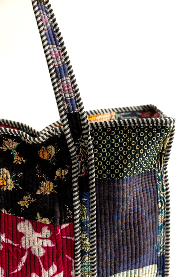 Patchwork Quilted Tote Bag 17x18"