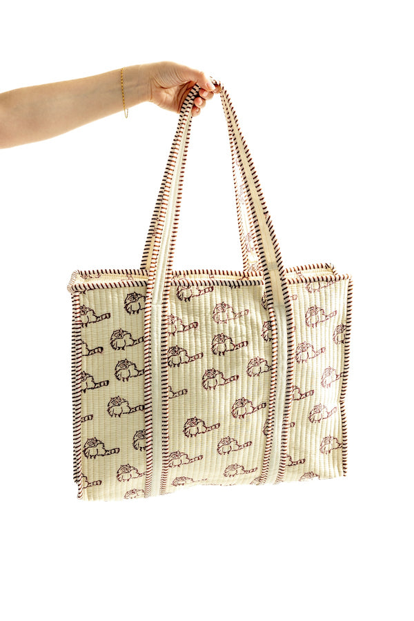 Limited Edition Hand Stamped Raccoon Tote Bag