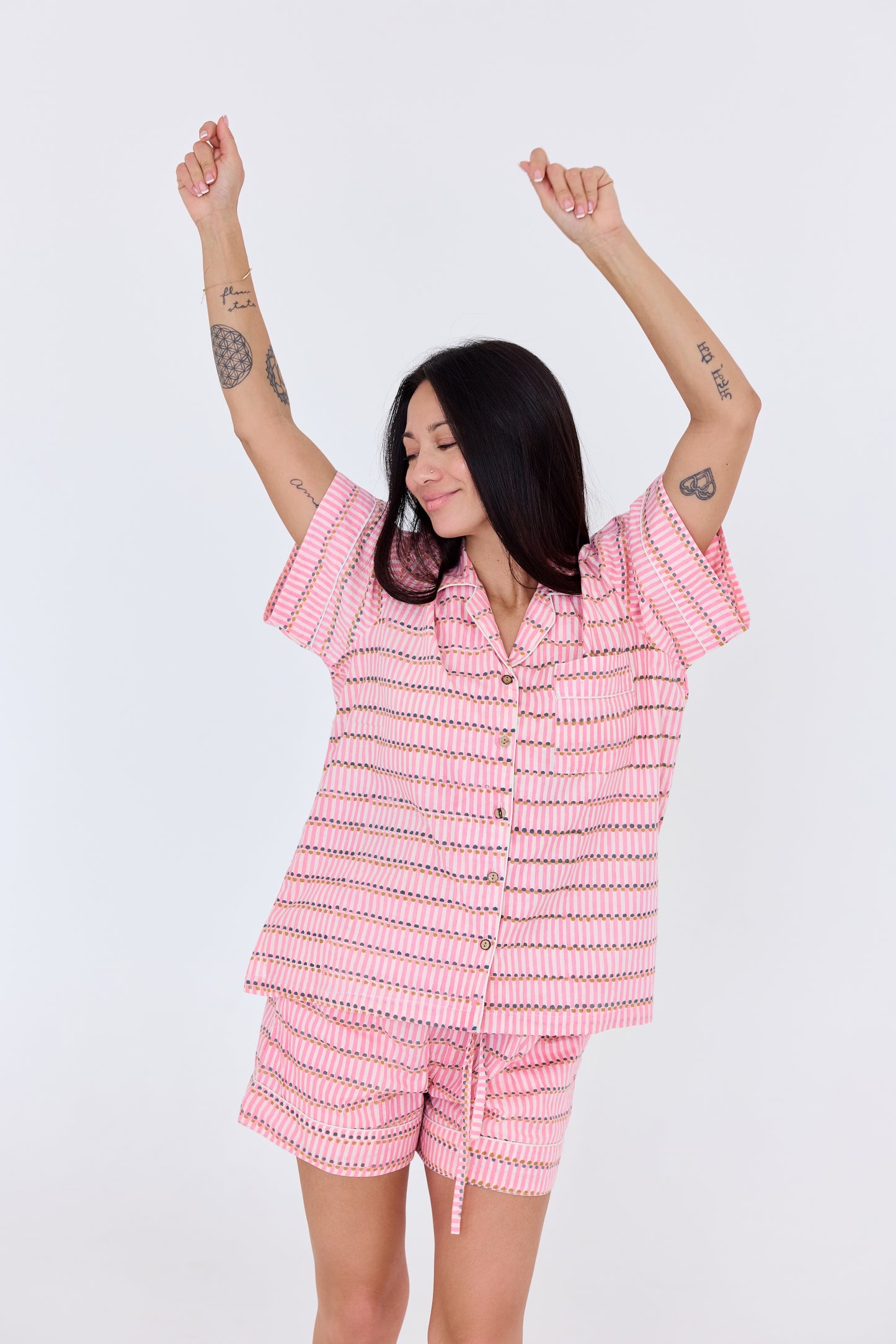 Short-Sleeved Pajama Sets with Shorts