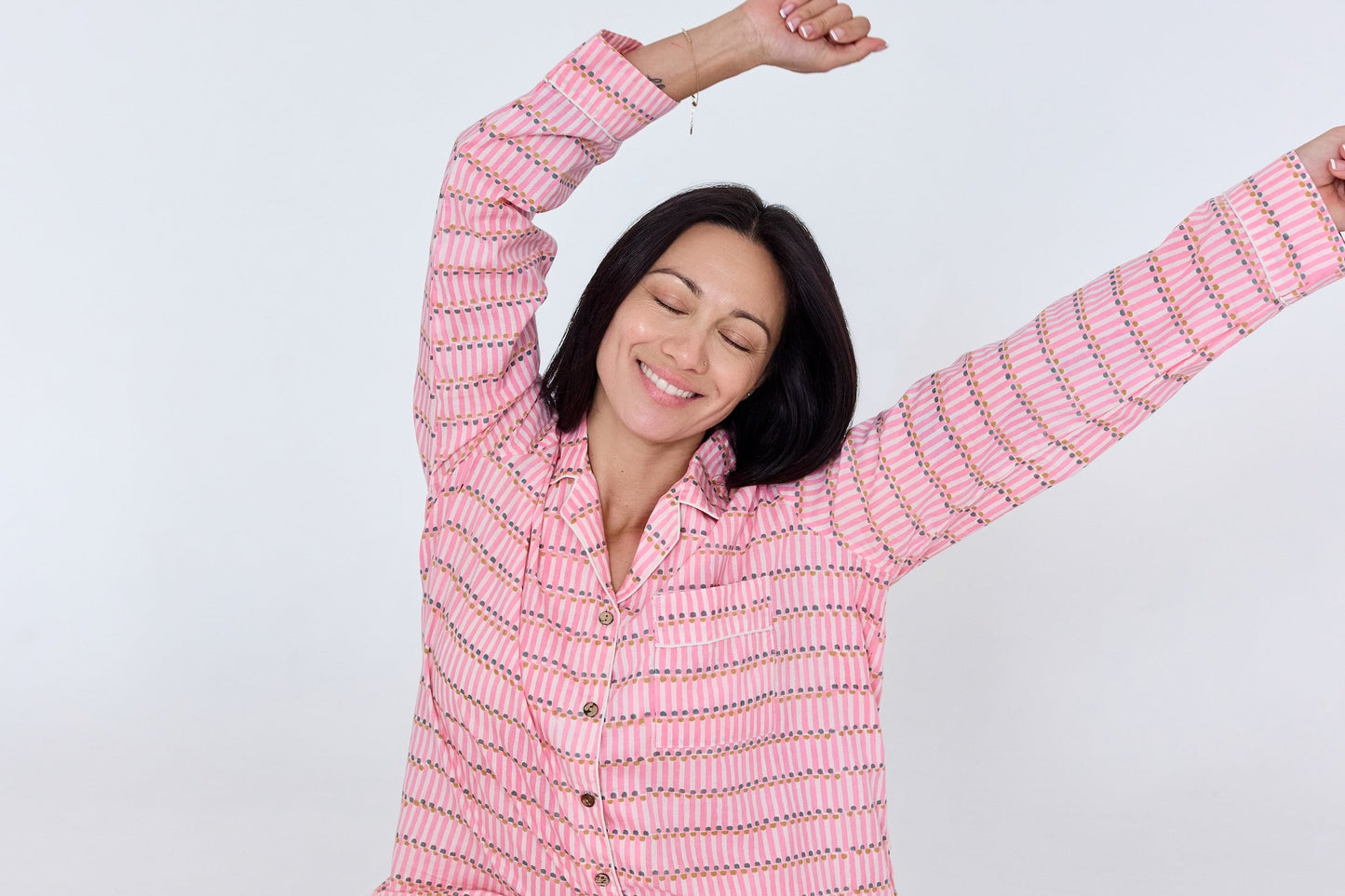 Block Printed Long Sleeve Pajama Set