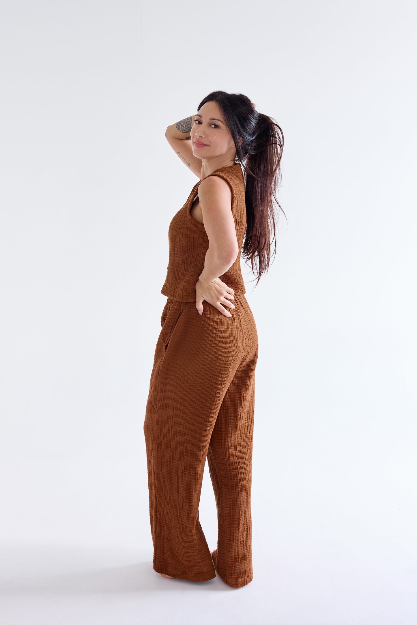 Triple Layer Cotton Gauze Pull-On Pant