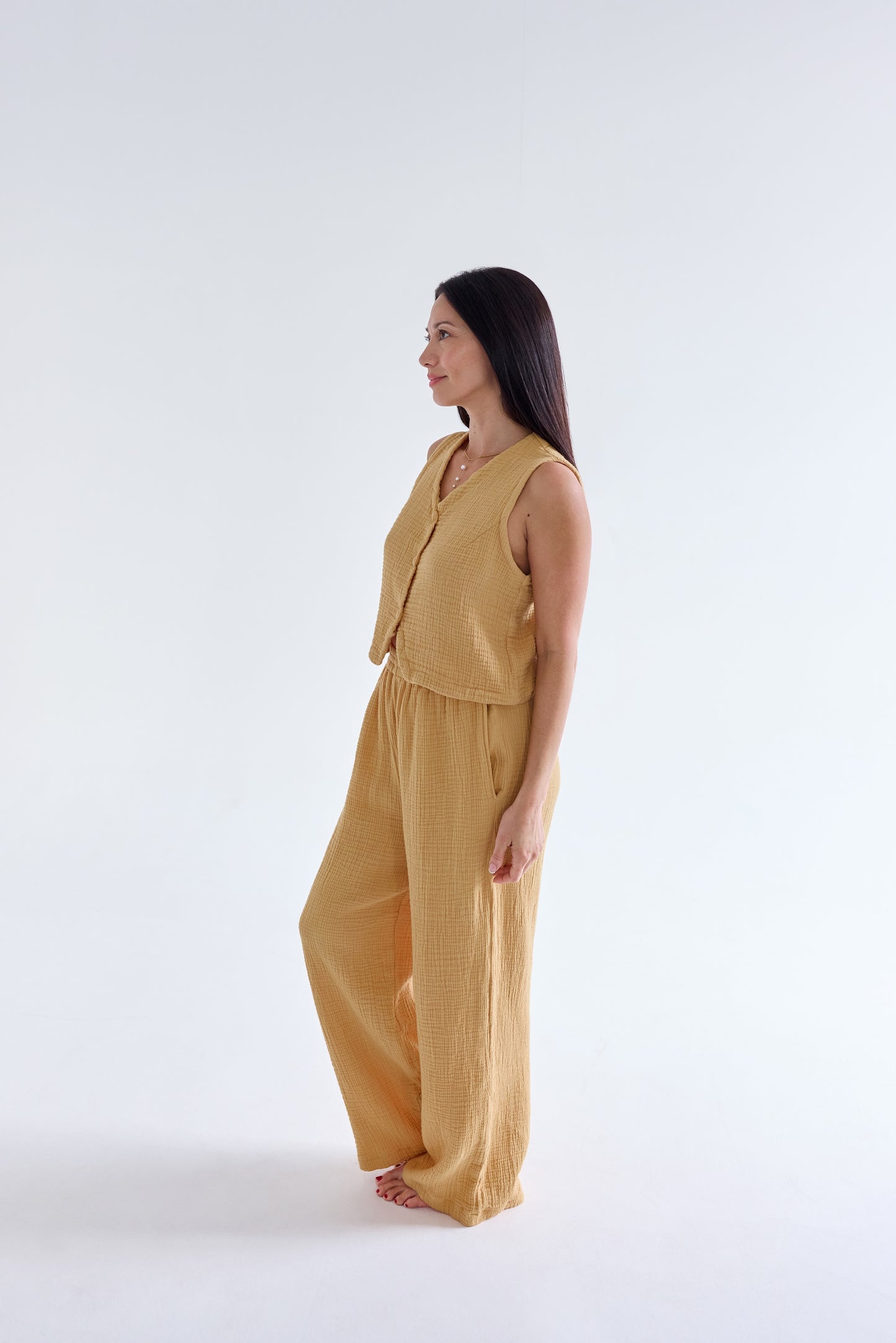 Triple Layer Cotton Gauze Pull-On Pant