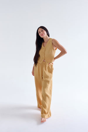 Triple Layer Cotton Gauze Pull-On Pant