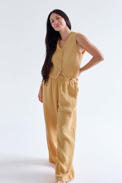 Triple Layer Cotton Gauze Pull-On Pant