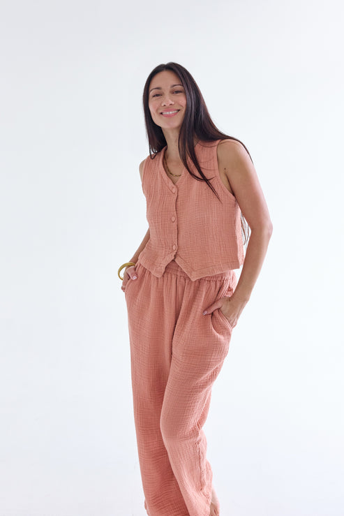 Triple Layer Cotton Gauze Pull-On Pant