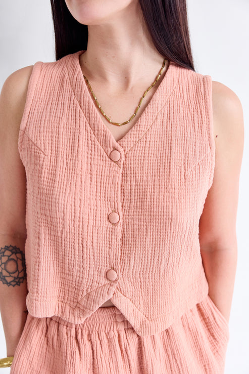 The Minimal Cropped Vest Top - Gauze