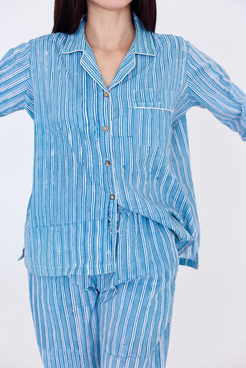 Block Printed Long Sleeve Pajama Set