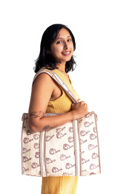 Limited Edition Hand Stamped Raccoon Tote Bag