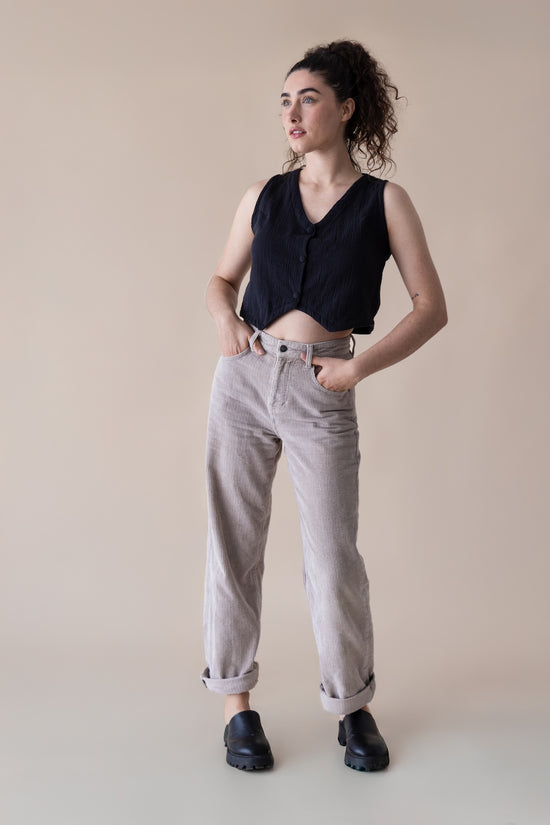 The Minimal Cropped Vest Top - Gauze Black