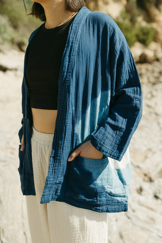 Tie Dye Gauze Kimono Indigo