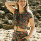 The Sunday Set: block-printed cotton tie-front crop top