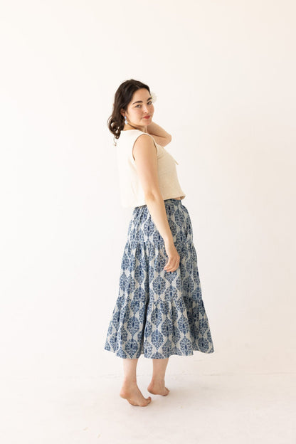 [FINAL SALE] Free Spirit Block Printed Skirt