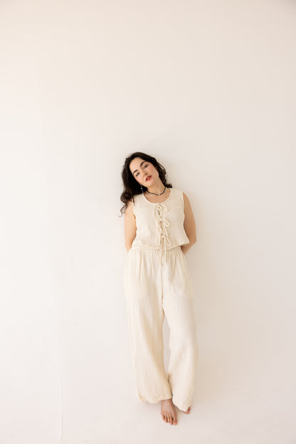 Tie Front Gauze Tank