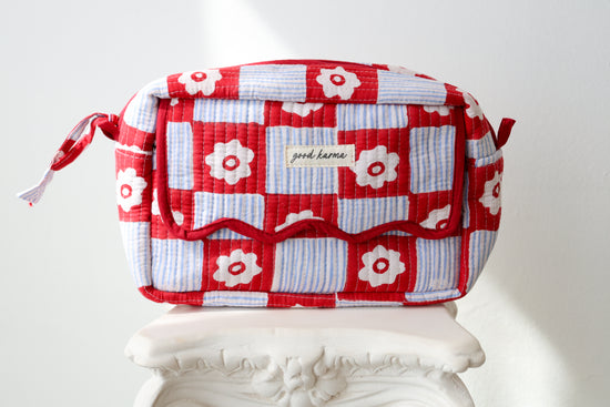 Scalloped Block Print Toiletry Bag
