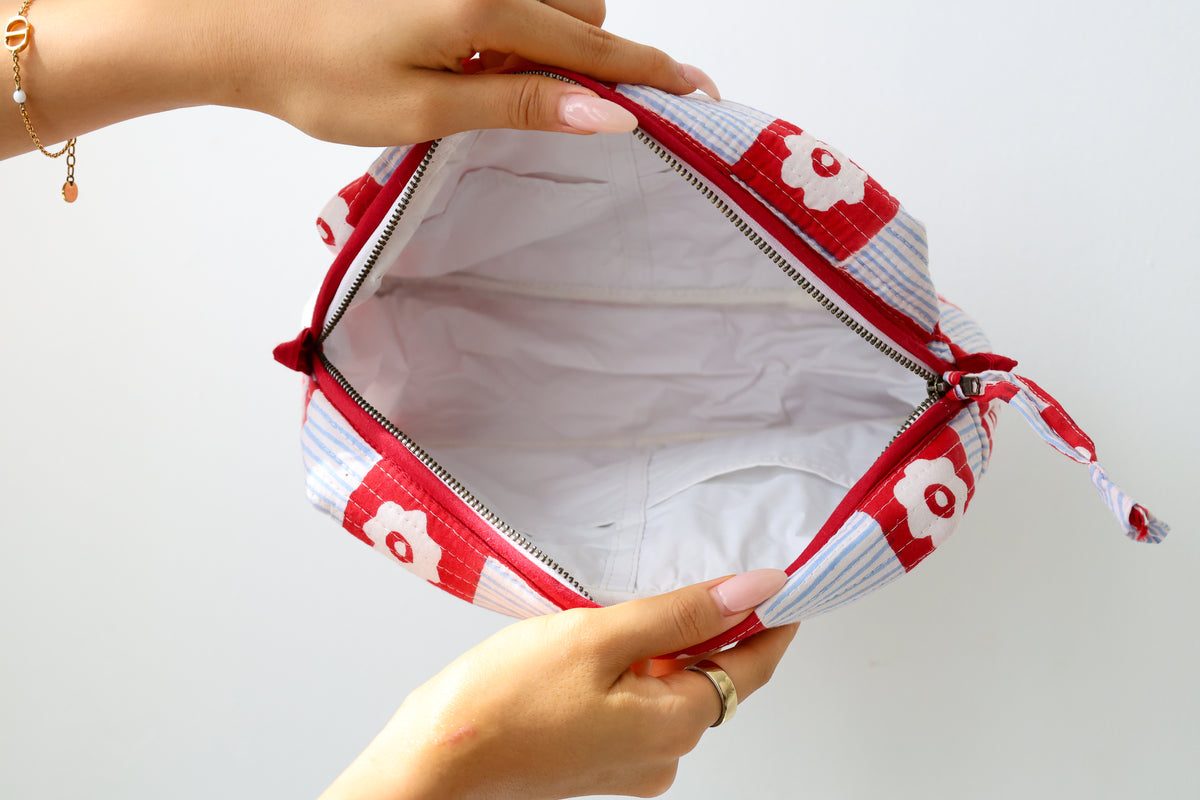 Scalloped Block Print Toiletry Bag