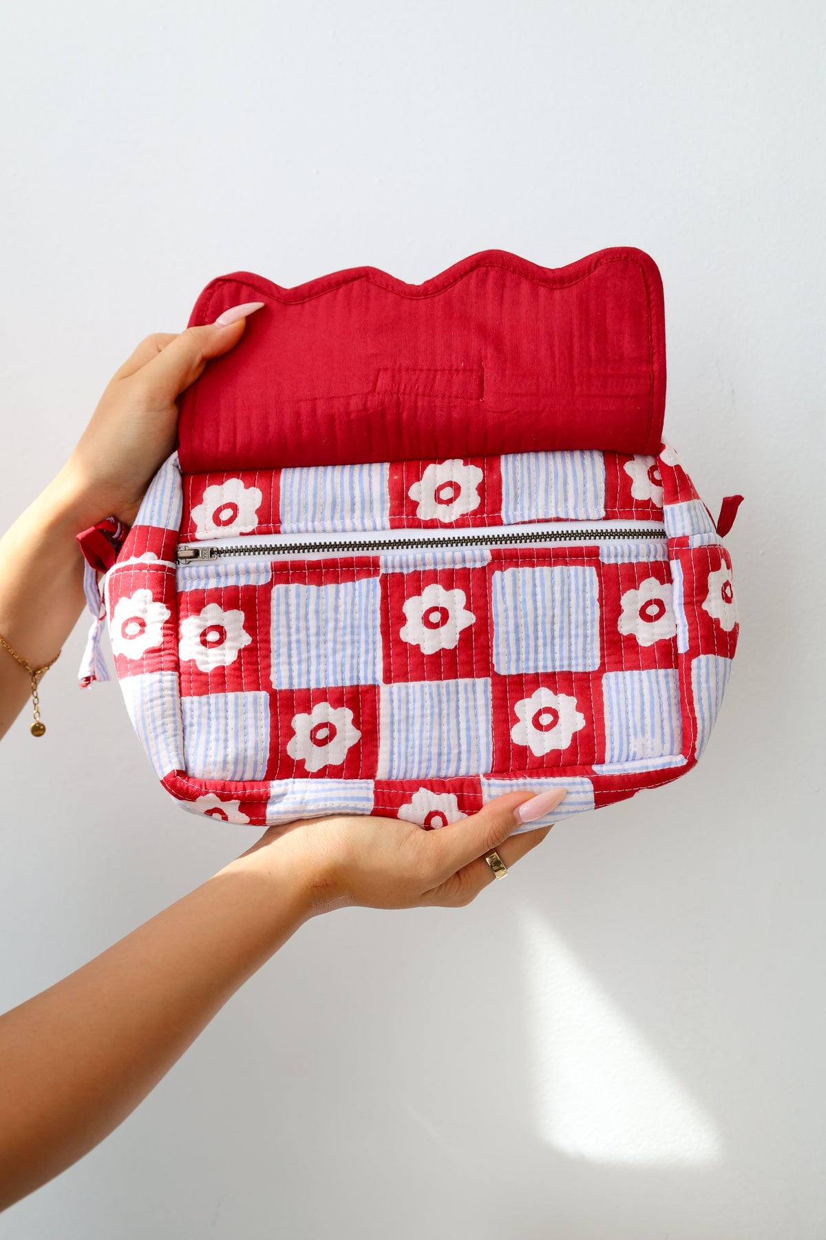 Scalloped Block Print Toiletry Bag