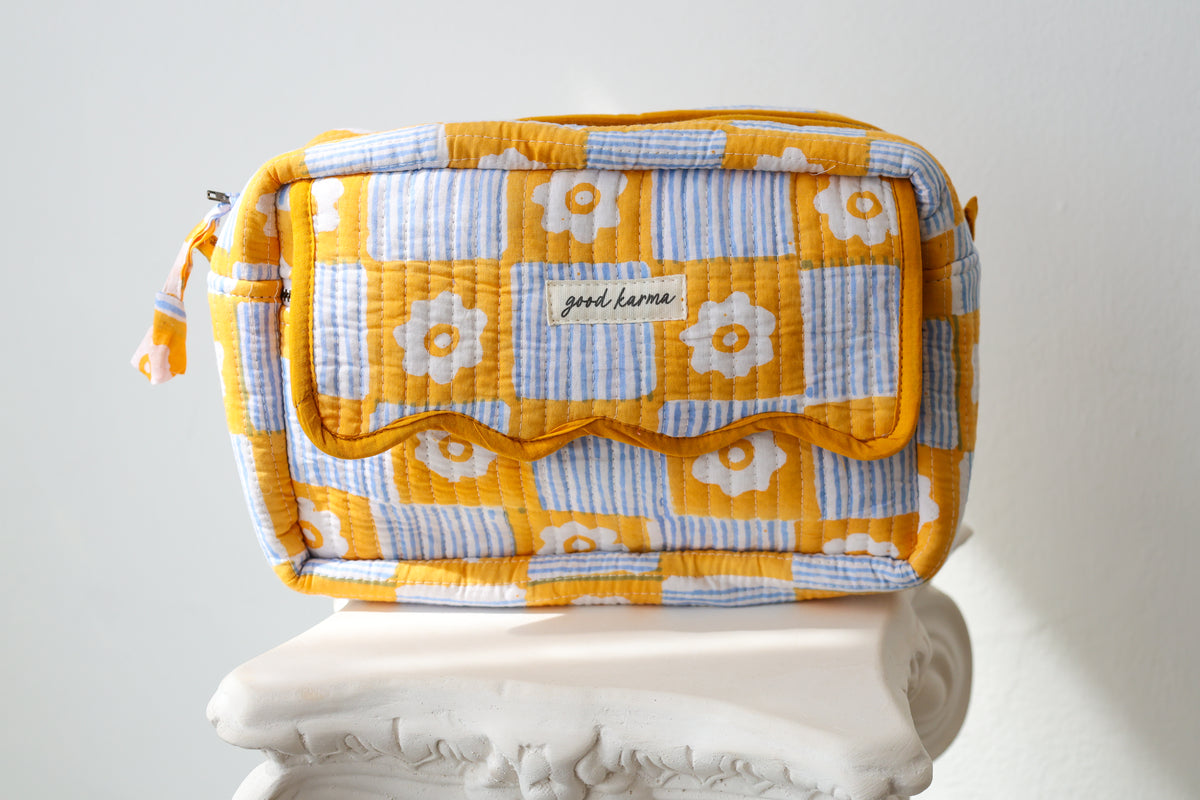 Scalloped Block Print Toiletry Bag