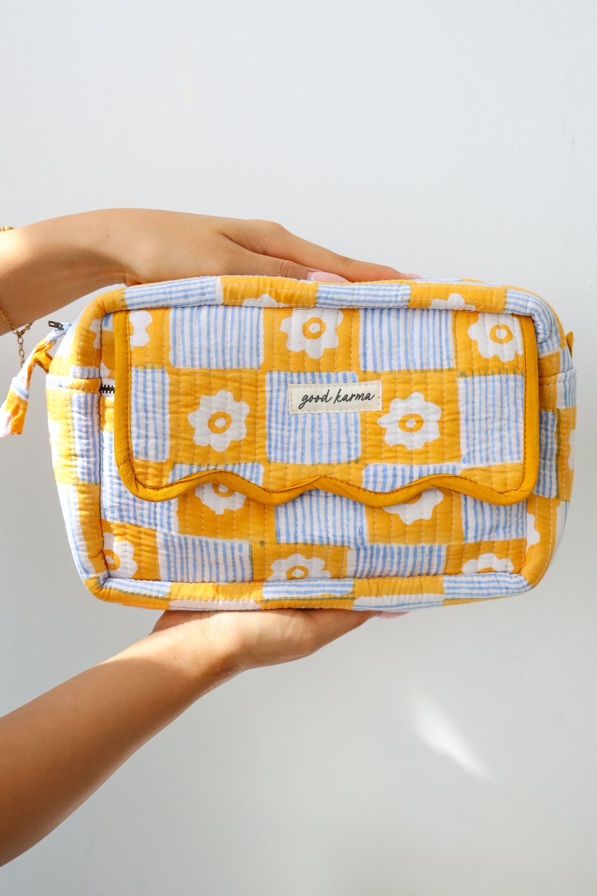 Scalloped Block Print Toiletry Bag