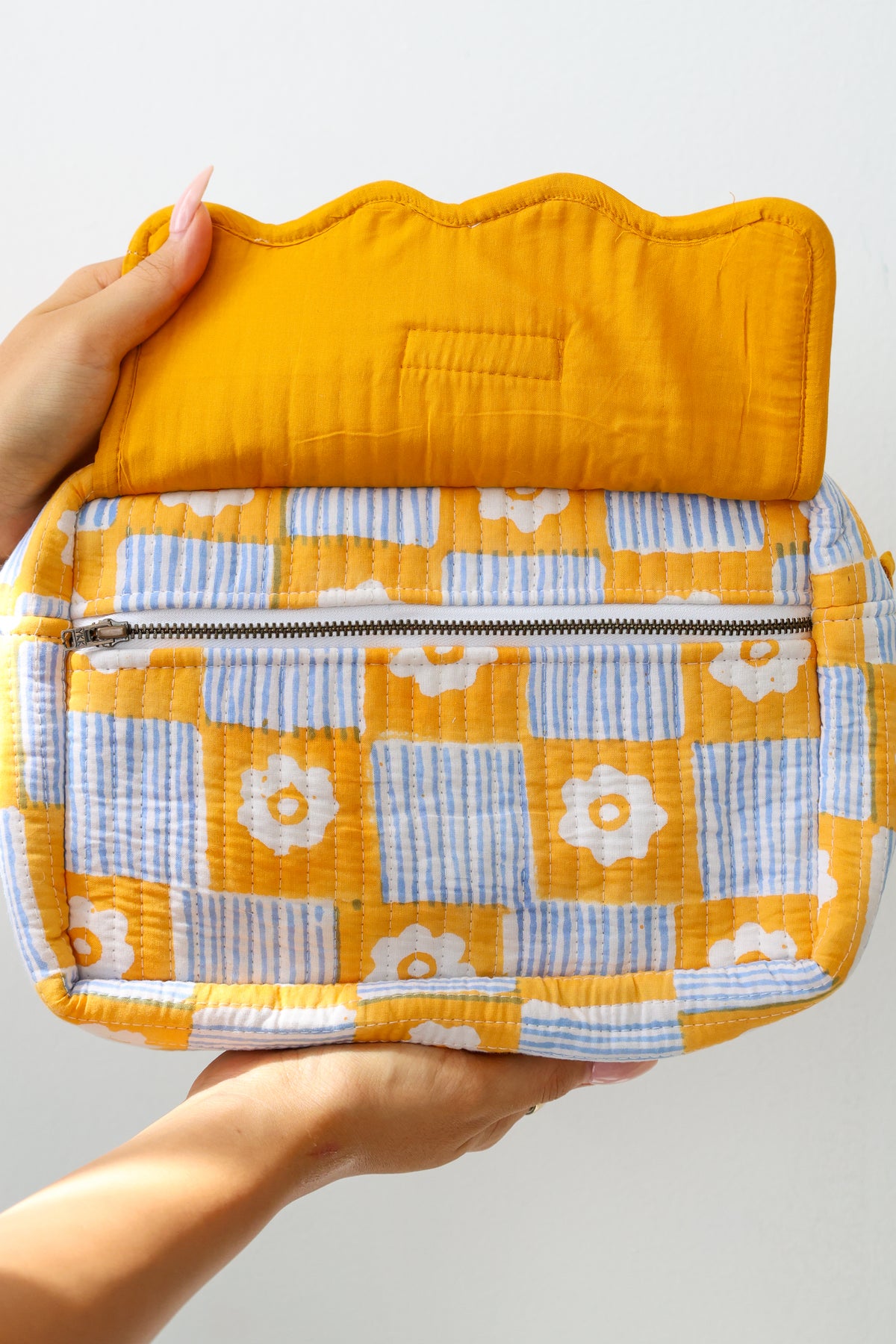 Scalloped Block Print Toiletry Bag