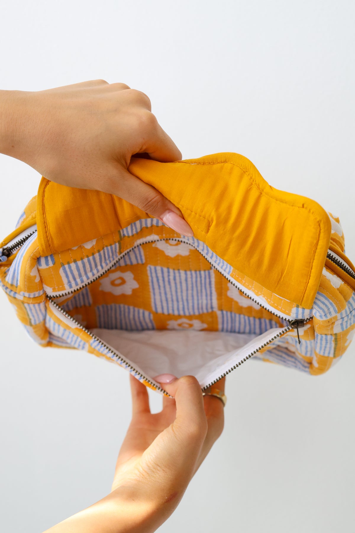 Scalloped Block Print Toiletry Bag