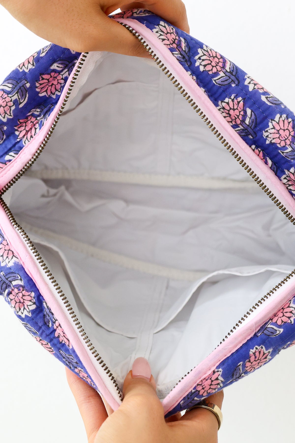 Scalloped Block Print Toiletry Bag