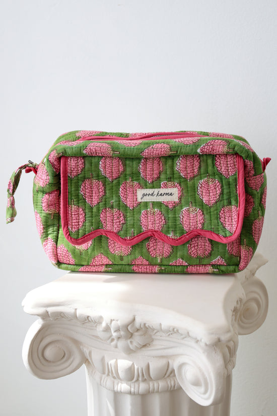 Scalloped Block Print Toiletry Bag
