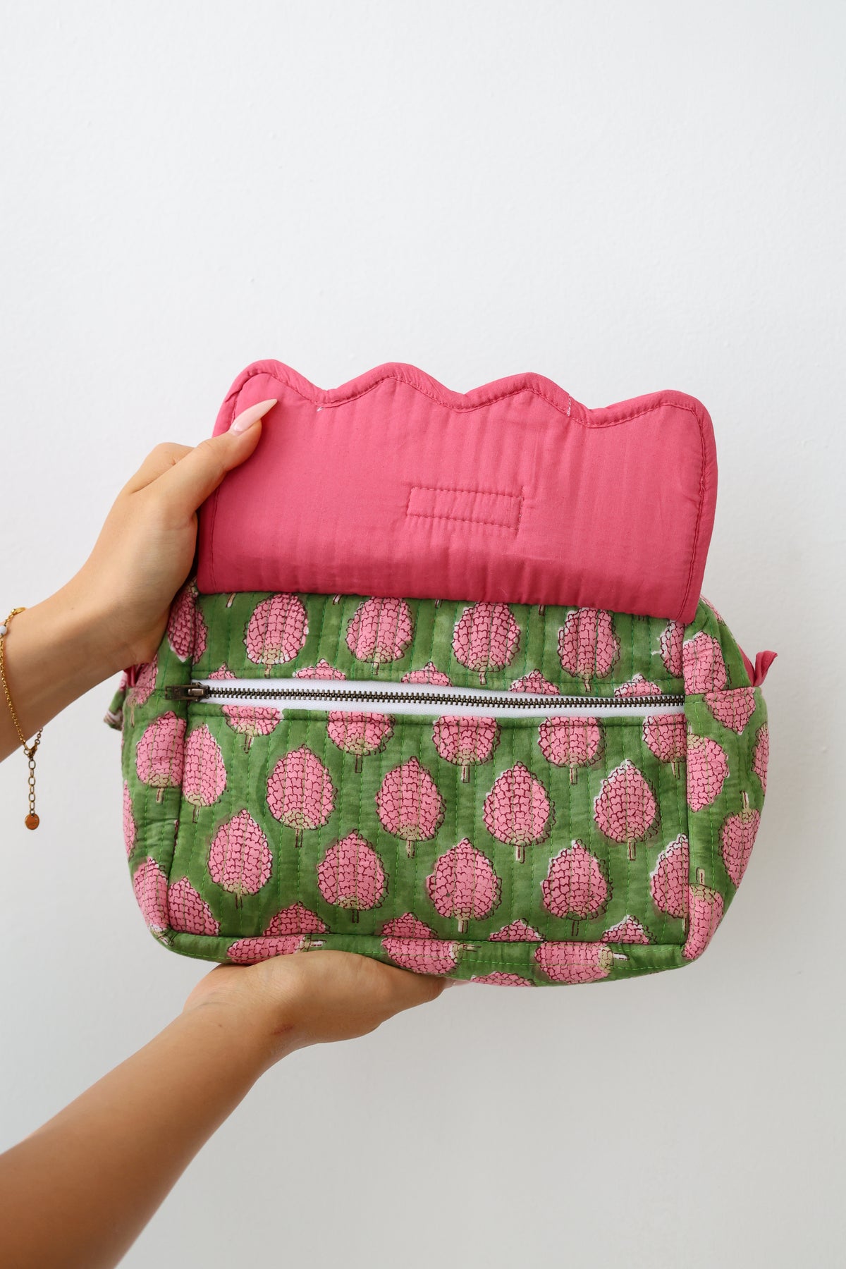 Scalloped Block Print Toiletry Bag