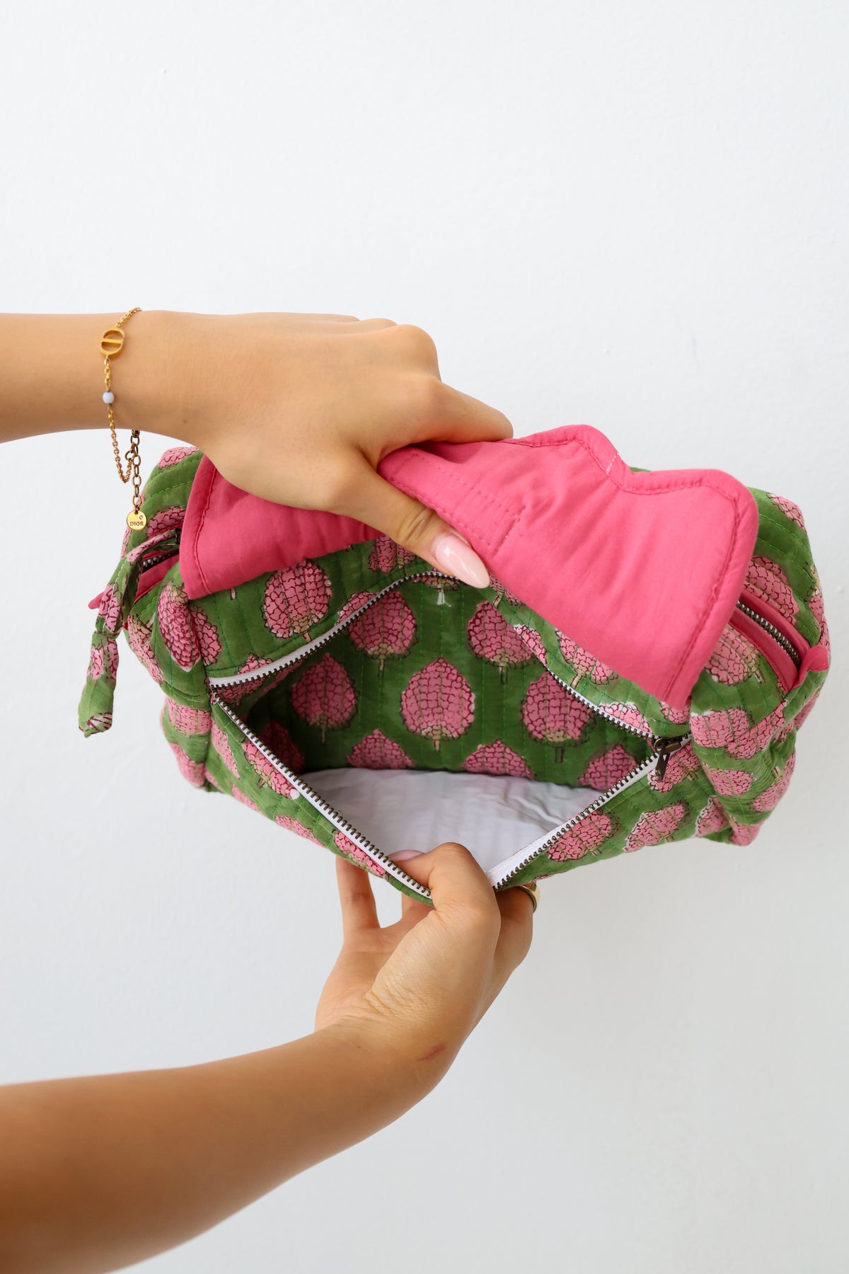 Scalloped Block Print Toiletry Bag