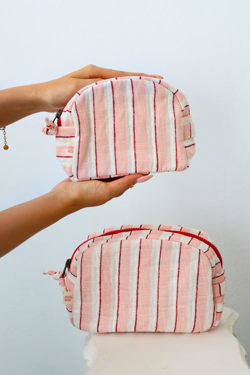 Two Piece Quilted Cotton Toiletry Bag Set