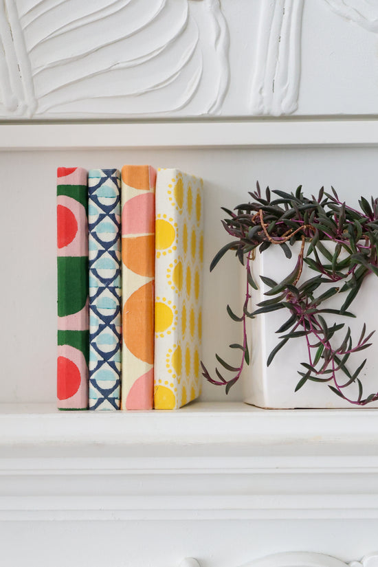 A6 Hardcover Block Print Journals, Recycled Paper